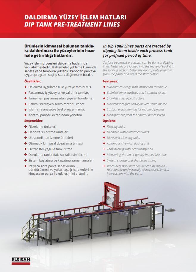 Daldırma yüzey işlem hattı