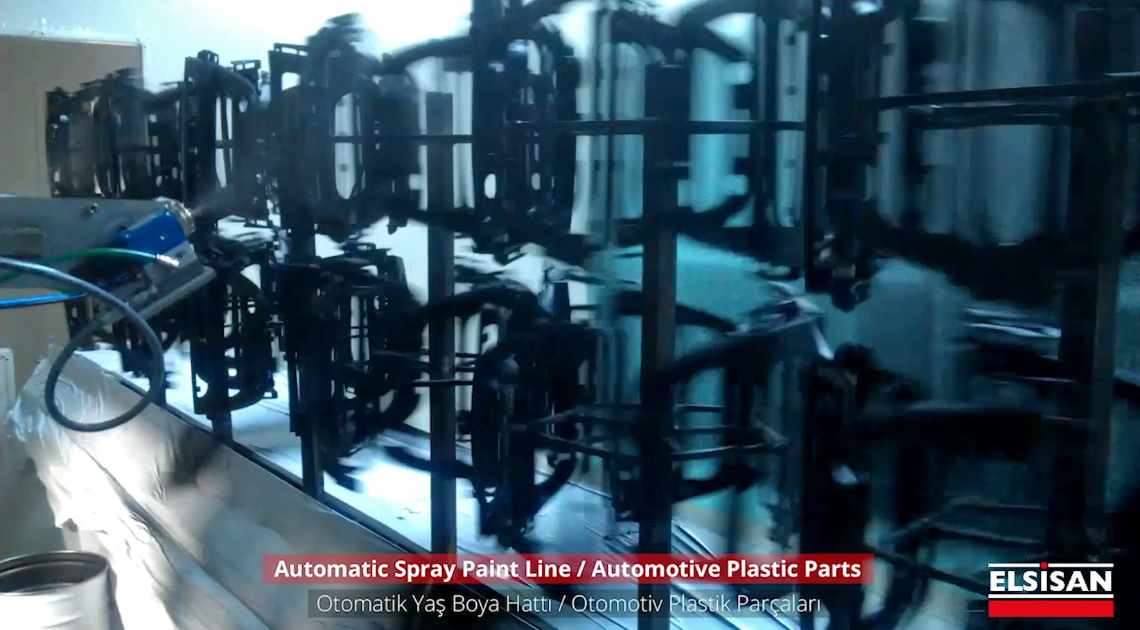 Automotive plastik parts liquid paint spray line otomotiv plastik parcalari yas boya hatti